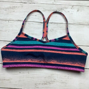 Ivivva Sports Bra Girls Striped Colorful 12 Multi Color Athletic Crop Top